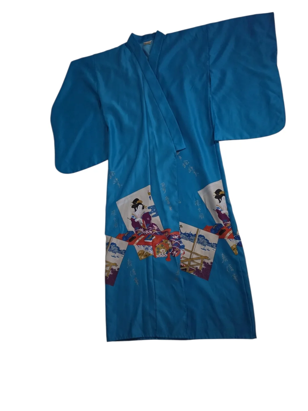 Turquoise Blue Kimono Robe - Picture 5 of 7